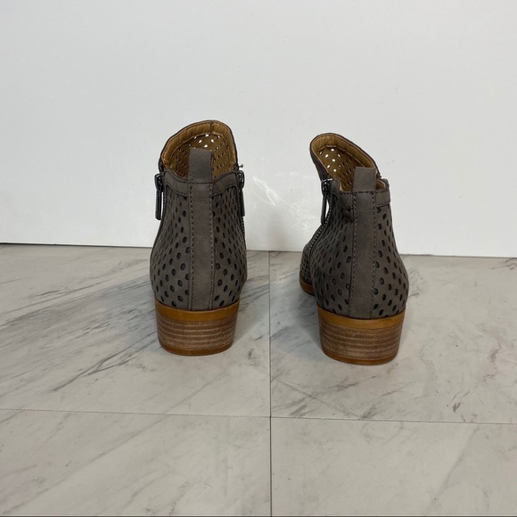 Lucky Brand Basel Laser Cut Leather Gray Bootie 6M - Picture 3 of 12